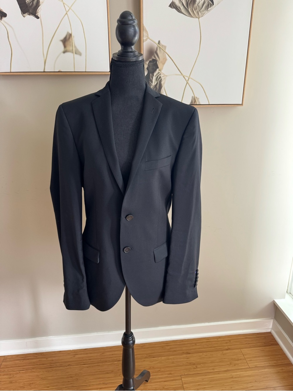 Without Prejudice London Men's Black Two-Button Notch Lapel Blazer